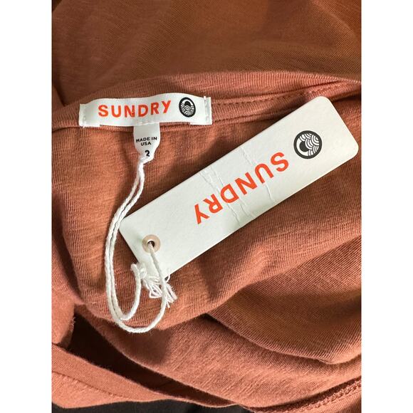 Sundry Brown Puff Short Sleeves Ruched Mini Dress Size 2 - Picture 3 of 16